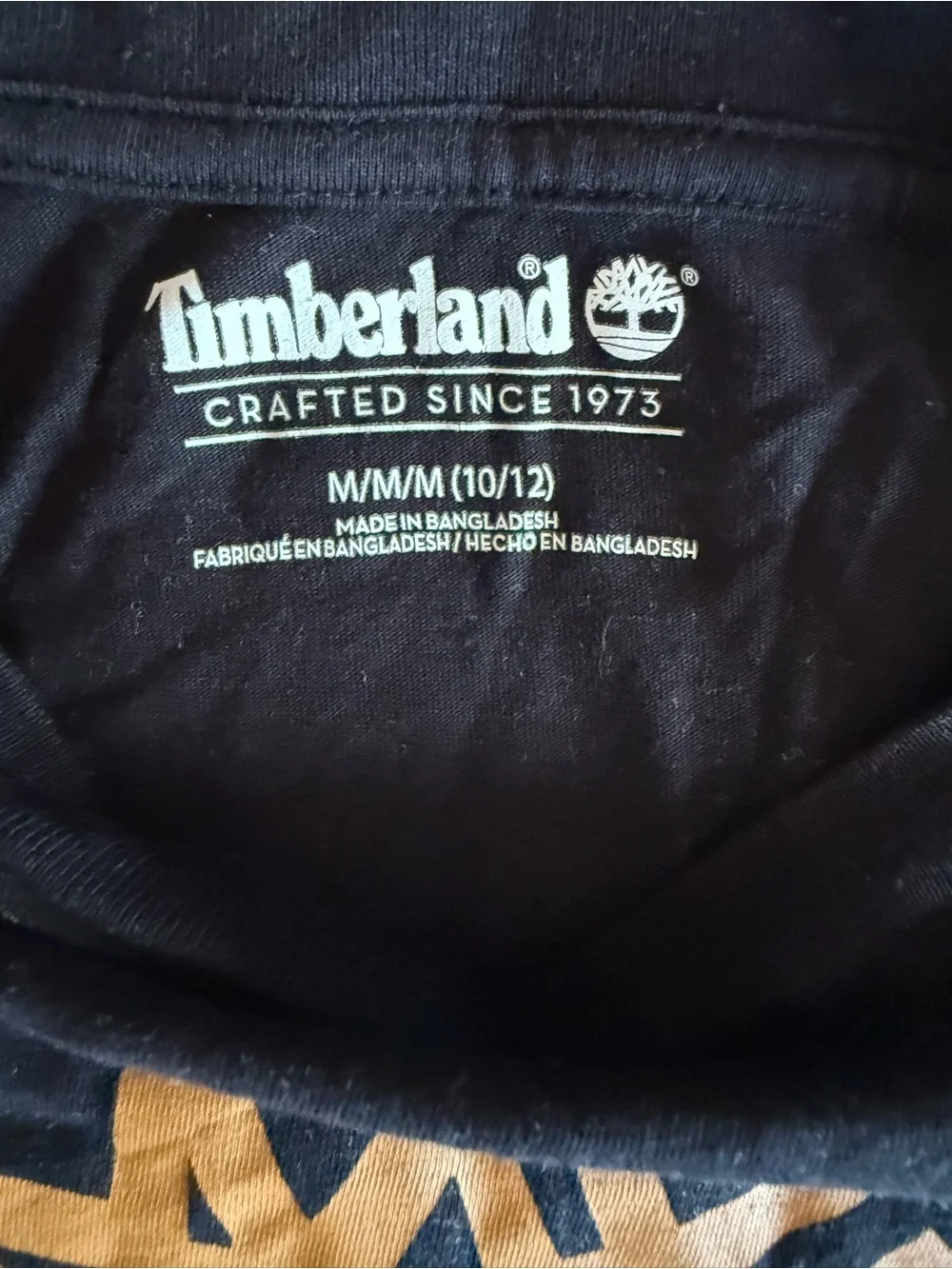 Timberland Black Long-Sleeve Tee with Gold Logo Size M 10/12